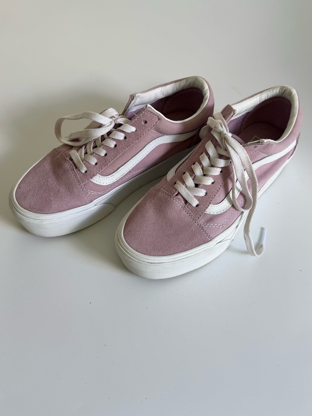 Vans Pink Suede Old Skool Sneakers with White Stripe